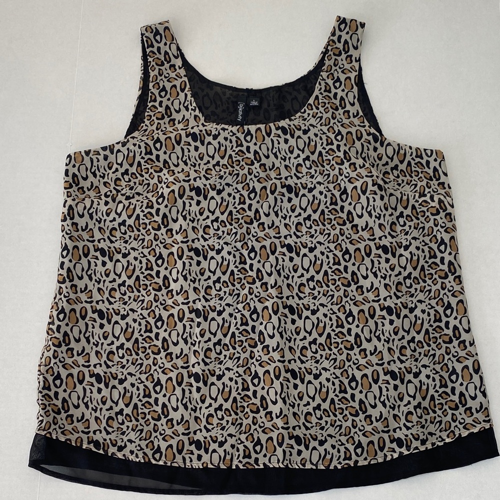 Relativity Animal Print Tank Women's Top Blouse Sheer Black Lining
